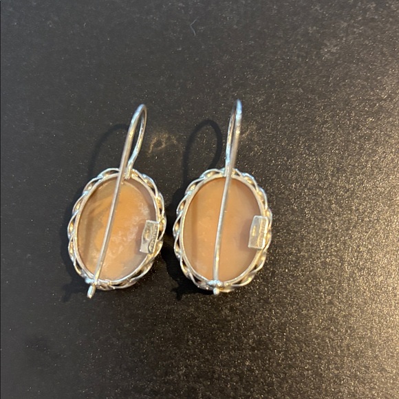 Elegant carved snake Cameo Earrings sterling silver italy - Picture 4 of 7